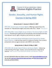 Spring 2023 -- Human Rights Practice gender and sexuality courses