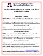 Summer and Fall 2022 Human Rights Practice undergraduate courses