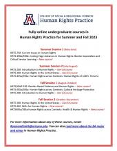 Summer and Fall 2023 Human Rights Practice undergraduate courses