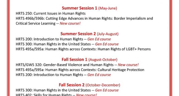 Summer and Fall 2023 Human Rights Practice undergraduate courses