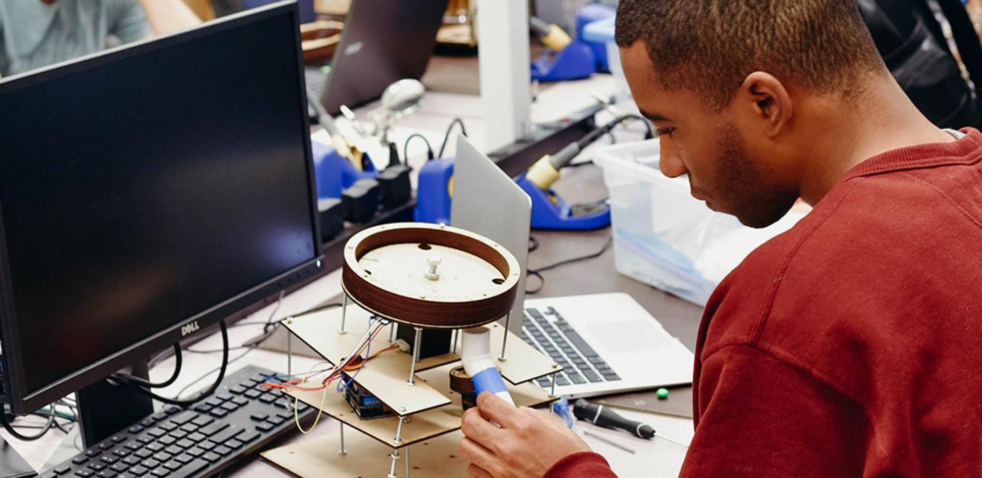 Student working on design project