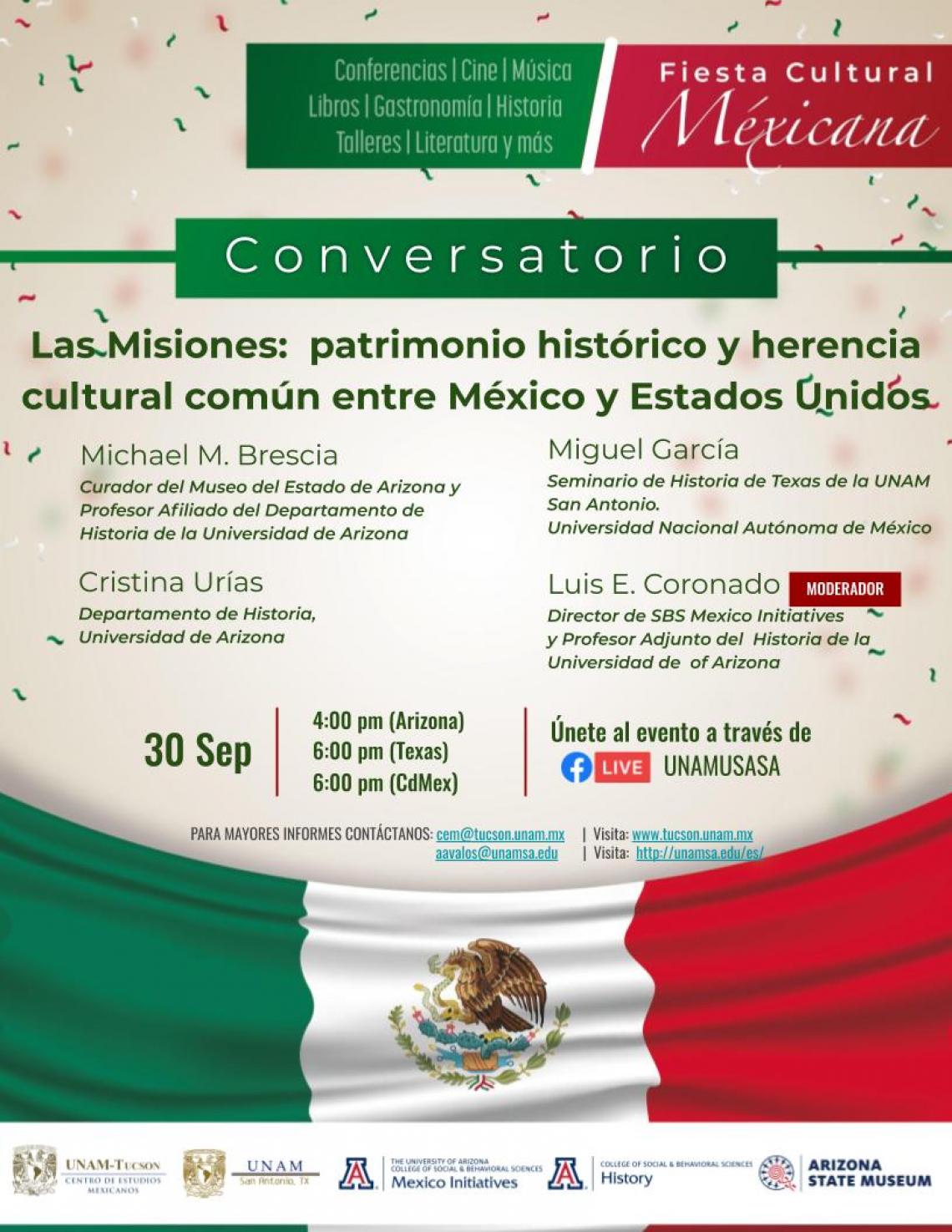 Las Misiones: Patrimonio Historico y Herencia cultural comun entre Mexico y Estados Unidos. Conversatorio